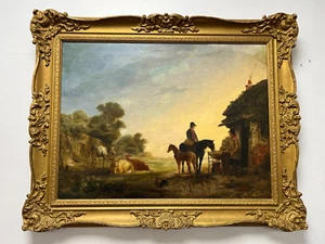 Dipinto olio su tela scena fattoria inglese firmato e datato di John Dearman 18"x21" - Foto 1 di 7