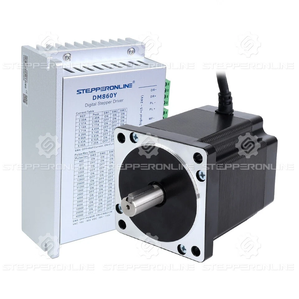 STEPPERONLINE Nema 34 Stepper Motor 4.8/8/12Nm 6A Φ14mm & Driver Stepper CNC Kit - Bild 1 von 1