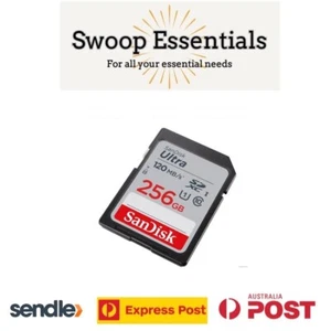 SD Card SanDisk Ultra 256GB Class10 SD HD Camera Memory Card Silver - Picture 1 of 2
