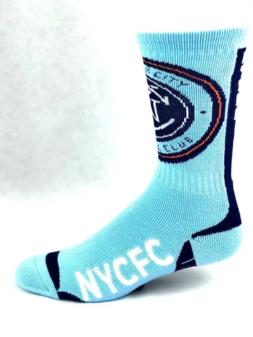 New York City Football Soccer Club Light Blue & Navy Vortex Deuce Crew Socks Cover