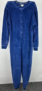 Mono Vintage J CREW Terciopelo MUJER M 90s Azul Real Dormir Mameluco Preppy Acogedor - Imagen 1 de 11