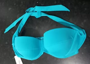 BNWT Boux Avenue Turquoise Bikini Halterneck Bikini Top 30DD - Picture 1 of 2
