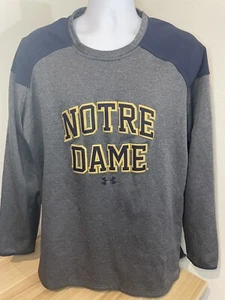 Under Armour Norte Dame Embroidered Spellout Gray Pullover Sweater 2XL XXL - Picture 1 of 9