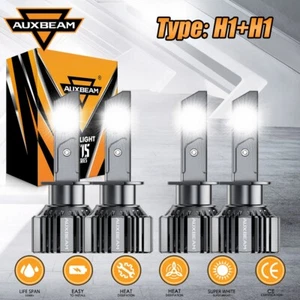 AUXBEAM H1+H1 LED Headlight 4 Bulbs Kit High Low Beam Lamps 6500K 40000LM Canbus - Picture 1 of 12