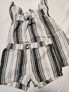 Carter’s Girls’ 2-Piece Striped Flutter Top & Linen Short Set Kids Size 4/5 - Picture 1 of 4