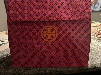 NUEVO Tory Burch Mediano T Logo Caja de Regalo Bolsa 12" x 10.5" x 5" - Rojo/Rosa Foto 1 de 4