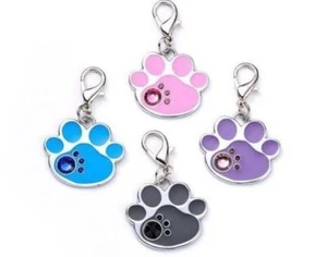 Personalized stainless steel engraved stone paw shaped pet id dog kitten tags - Picture 1 of 1