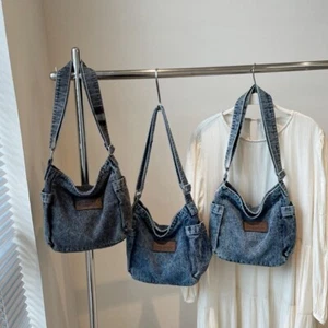 Retro Crossbody Bag Denim Fabric Shoulder Bag Women‘s Handbags for Women - Picture 1 of 15