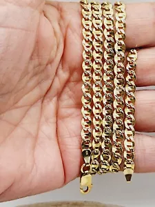 10K Gelbgold zweifarbige hohle Seemannskette Diamantschliff 25,75" Karabinerverschluss* - Bild 1 von 7