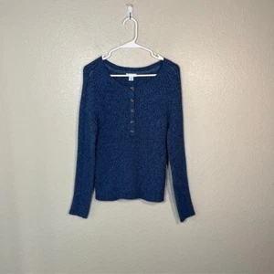 Sundance Catalog Sweater Womens XS Chunky Cozy Blue Knit Cotton Pullover NWOT - Picture 1 of 5