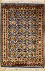 Tappeto 2,5x4 Bokhara Jaldar blu, annodato a mano, geometrico con seta/lana - Foto 1 di 5