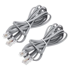 2Pcs Telephone Cord 6.6ft Phone Cable 8P4C to 6P4C Wire RJ45 to RJ11 Grey - Zdjęcie 1 z 6