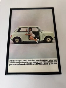 FRAMED Original 1960’s Austin Morris Classic Mini Magazine Advert Poster Retro - Picture 1 of 1