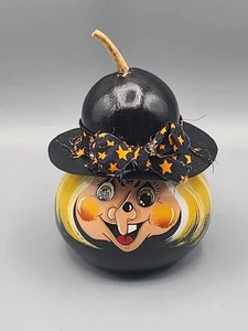 Vintage Halloween Witch Hand Painted Gourd  - Picture 1 of 7