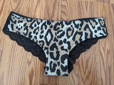 Vintage Victoria's Secret Pink Extra Low Rise Hipster leopard black lace panties - Image 1 of 4