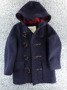 Abercrombie & Fitch  Wool Blend Hood Duffle Coat Men Size Medium Small Blue - Picture 1 of 10