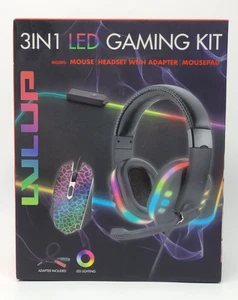 Vivitar LVLUP 3in1 Gaming Kit Headset, Mouse, Mousepad, Adapter, Led Lighting. - Picture 1 of 2