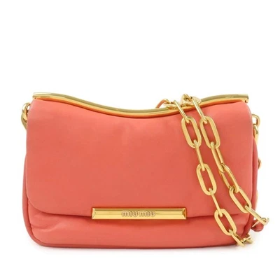 Bolsa tiracolo MIU MIU Nappa couro corrente coral autêntica usada - Imagem 1 de 4
