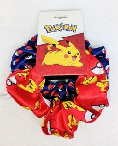 2 Pokemon Satin Hair Scrunchies New - Picture 1 of 2