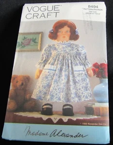 Vogue Craft Pattern 8494 for 17" Doll & Outfit Madame Alexander Transfer UNCUT - Picture 1 of 4