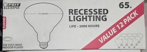 Feit BR 40 65W Indoor Flood Light Bulbs White Pack of 12 Alt To Phillips Brand  - Picture 1 of 5