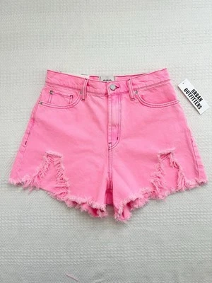 Pantalones Cortos BDG Urban Outfitters Línea A Masticados Deshilachados Rosa Caliente Talla 28, Nuevos con Etiquetas Foto 1 de 4