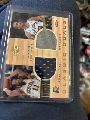 2002 Tony Parker Jamaal Tinsley Upper Deck Rookie Dual Patch #JTTP - Image 1 of 3