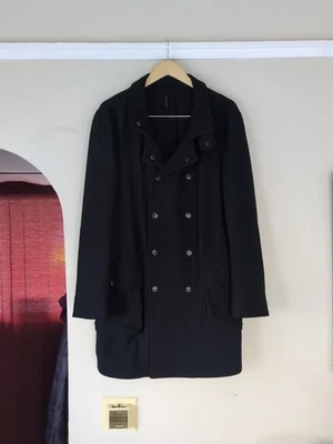 Gabardina Giorgio Armani Italia Negra Doble Pecho a Presión Talla 52 Mediana  Foto 1 de 4