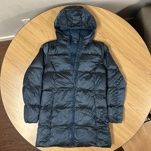 Eddie Bauer Women's L EB550 Down Fill Parka Jacket Blue Quilted Zip Puffer - Picture 1 of 16