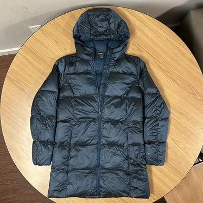 Eddie Bauer Women's L EB550 Down Fill Parka Jacket Blue Quilted Zip Puffer - Image 1 of 4