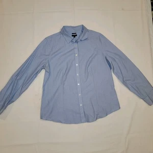 Talbots Women's Blue Plaid Wrinkle Resistant Long Sleeve Button Up Shirt Size 14 - Picture 1 of 24