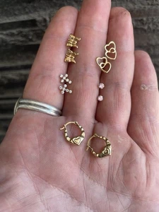 Lotto gioielli in oro 14k 10k set orecchini alcune pietre NON ROTTAMI - Foto 1 di 8