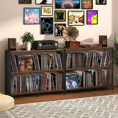 3-Tier Vinyl Record Storage: Vintage Player Table with Spacious Storage - Up ... - Image 1 of 4