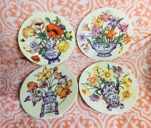4 email de limoges I Godinger Floral Salad Plates 7.5” Artist Signed 1996 Vtg - Picture 1 of 8