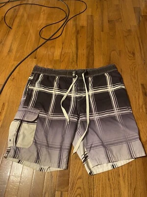 Maiô masculino Arizona tamanho XL preto branco xadrez forrado com cordão - Imagem 1 de 3