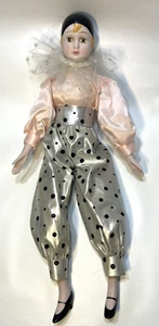 Vintage Art Deco Rare Red Head Pierrot Harlequin Clown Mesh Collar 80's 16.5" - Picture 1 of 8