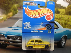 1997 HOT WHEELS LONDON TAXI YELLOW 1:64 DIECAST 2 7/8" CAB CAR W/ OPENING DOORS - Picture 1 of 3