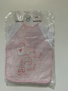 Baby Bibs Full Long Sleeve Toddler Weaning Feeding Apron Smock Pink Girl - Picture 1 of 4