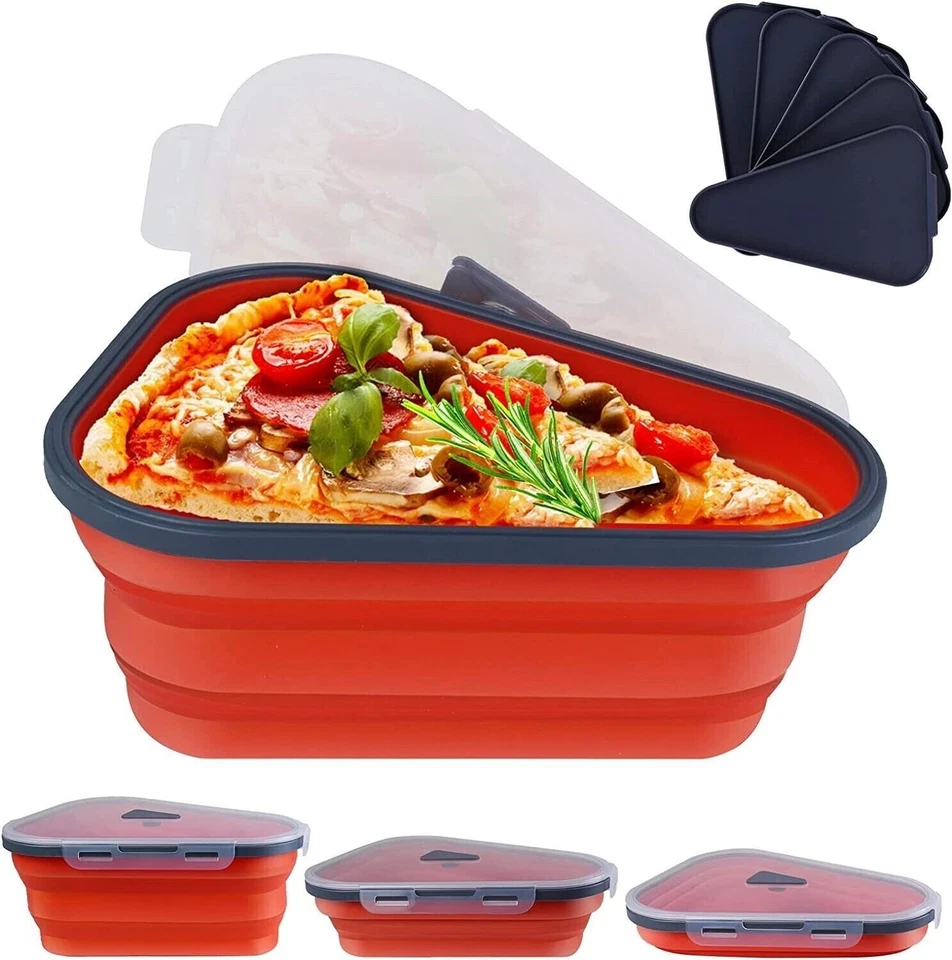 Pizza Slice Storage Container Collapsible with 5 Dividers Red - Image 1 of 3