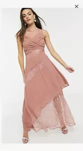 Forever Unique Asymmetric Lace Ruffle Maxi Dress Party Bridesmaid Dress 12 M - Picture 1 of 4