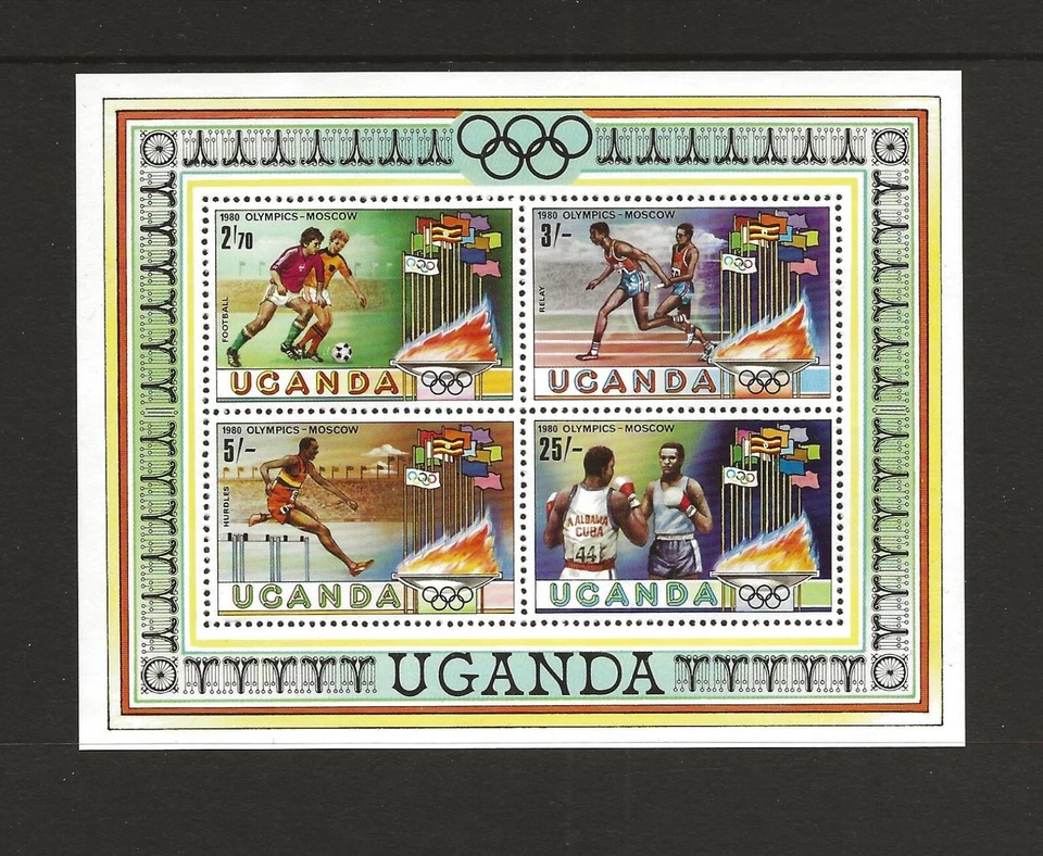 Minihoja de los Juegos Olímpicos de Uganda 1980 SG MS329 sin montar como nueva Foto 1 de 1