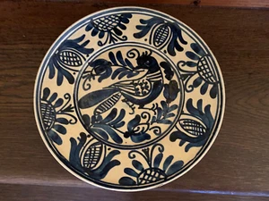 Tonteller Keramikteller Wandteller mit schönem Vogelmotiv - Bild 1 von 3