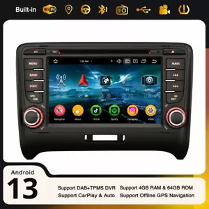 64GB Android 13 DAB+ Autoradio per Audi TT MK2 Navi CarPlay 8-Core USB 4G CANBus - Foto 1 di 24