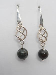 Orecchini Pendenti in Diaspro Naturale e Argento 925 - Pietra Dura Verde - Imagen 1 de 5