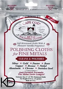 Cape Cod Polishing Cloths for Fine Metals Pack of 2 Cleans Polishes Oyster KD89 - Picture 1 of 3