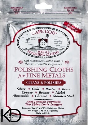 Cape Cod Polishing Cloths for Fine Metals Pack of 2 Cleans Polishes Oyster KD89