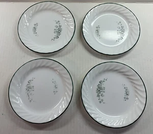 4 Corelle Corning CALLAWAY IVY SWIRL 7 1/4" Green Trim Salad Dessert Plates - Picture 1 of 12