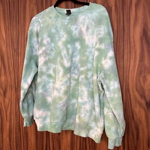 WILD FABLE Teal + Green Tie Dye Sweatshirt Size MEDIUM Boho - Picture 1 of 8