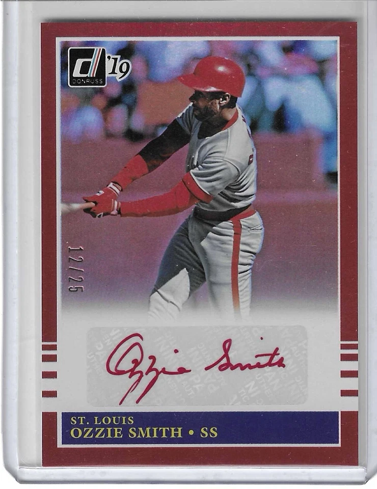 2019 Panini Donruss Retro 1985 Signatures Red /25 Ozzie Smith #85S-OZ Auto  - Image 1 of 2