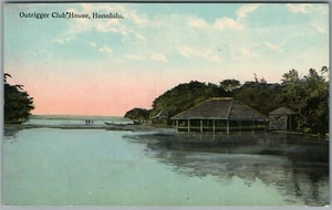 HONOLULU HI OUTRIGGER CLUBHAUS ANTIKE POSTKARTE - Bild 1 von 2